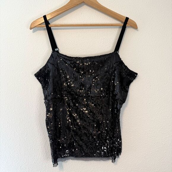 Vintage Y2K Soft Surroundings Sequin Black Tank Top Size L - Picture 1 of 9
